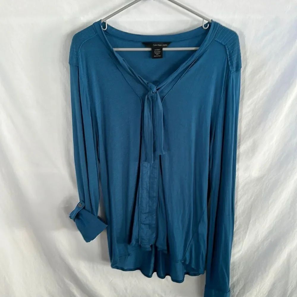 CalvinKlein Jeans long sleeve 100% modal teal long sleeve top